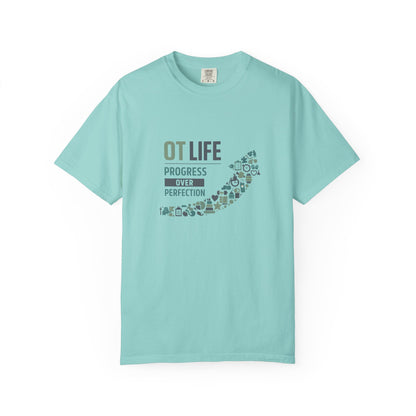 OT Life Progress Over Perfection T-Shirt | Occupational Therapy Arrow Design