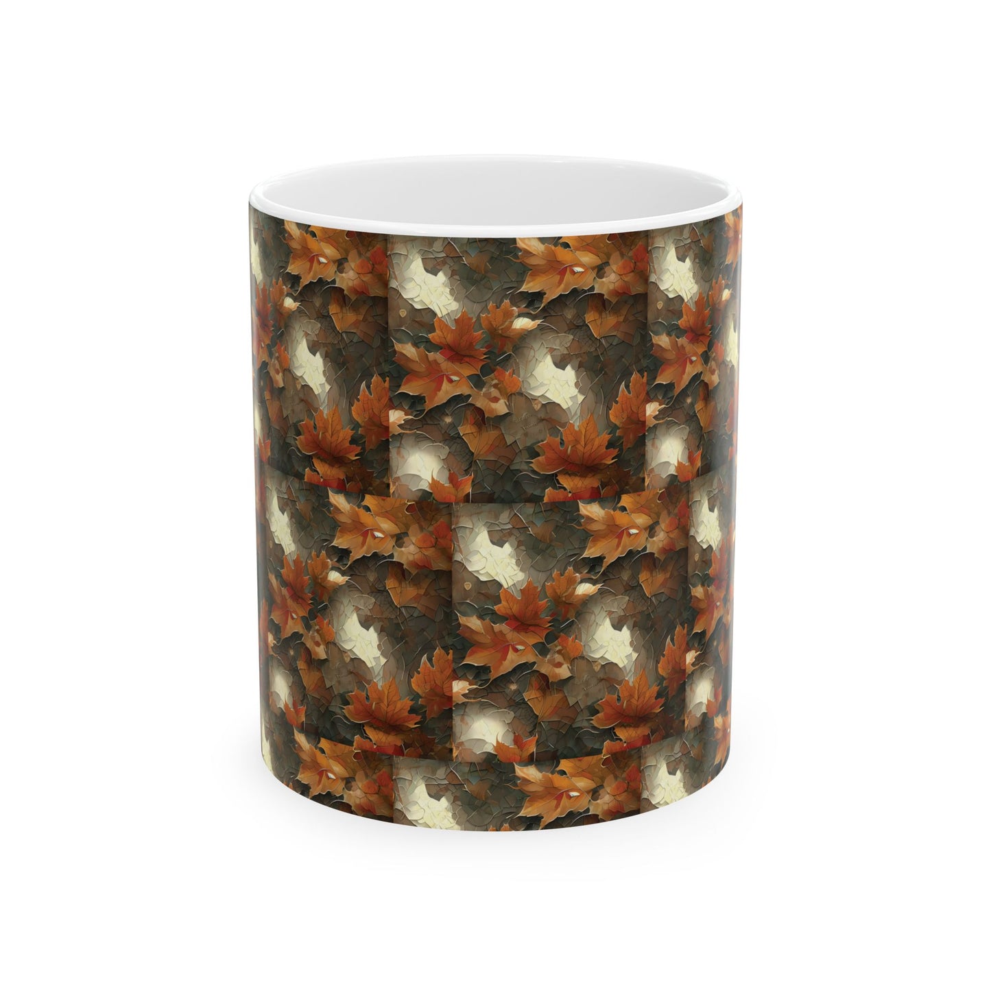 Autumn Leaves Ceramic Mug, Fall Drinkware, Coffee Tea Cup, Seasonal Home Decor, Gift for Nature Lovers