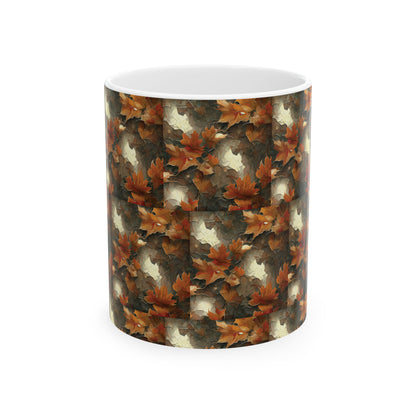 Autumn Leaves Ceramic Mug, Fall Drinkware, Coffee Tea Cup, Seasonal Home Decor, Gift for Nature Lovers