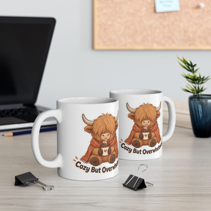 Cozy But Overwhelmed Highland Cow Mug | Ceramic Coffee Tea Cup