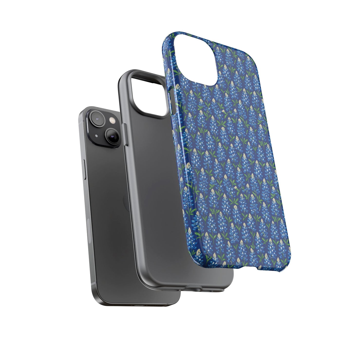 Phone Case, Texas Bluebonnet Tough Case, Navy Floral Phone Cover, Protective iPhone Case, Samsung Galaxy Case, Texas Wildflower Gift