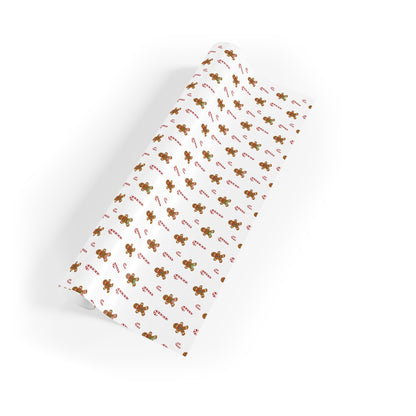 Gingerbread Cookie Pattern Gift Wrapping Paper Roll | Christmas Holiday Wrap