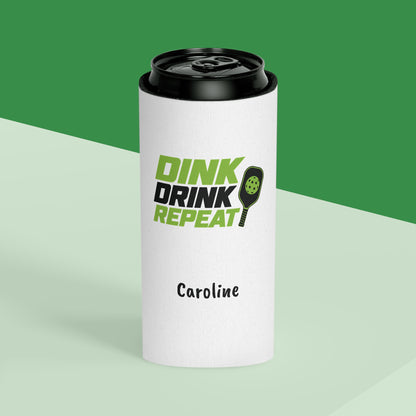 Dink Drink Repeat Can Cooler | Pickleball Paddle Graphic, Personalized Option
