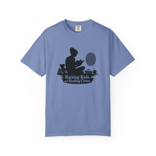Raising Kids and Reading Crime T-shirt | Mom Reader Detective Design