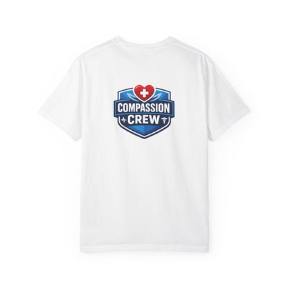 Compassion Crew heart logo Healthcare Worker T-Shirt | Personalized Name Tee