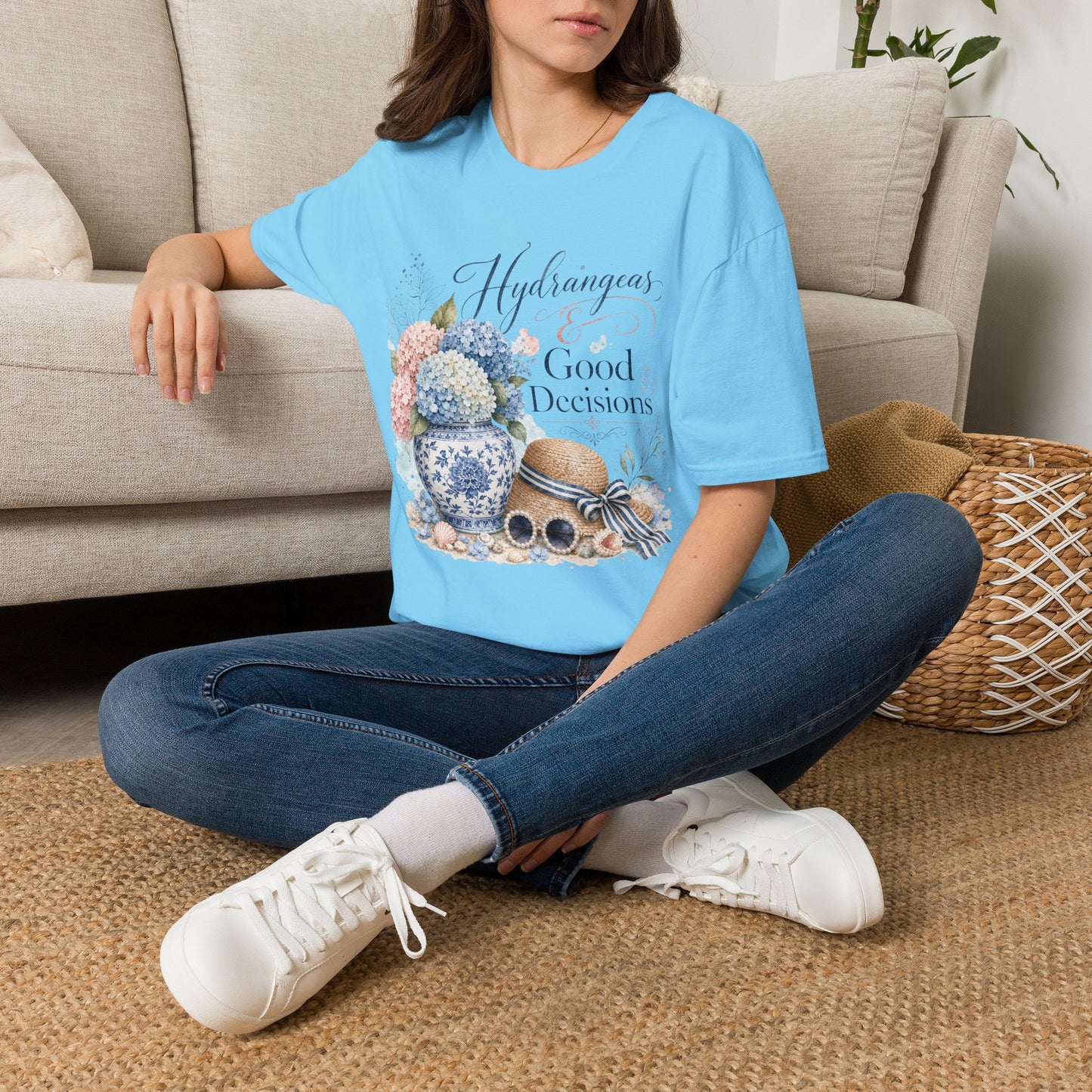Hydrangeas & Good Decisions T-Shirt | Floral Hydrangea Design
