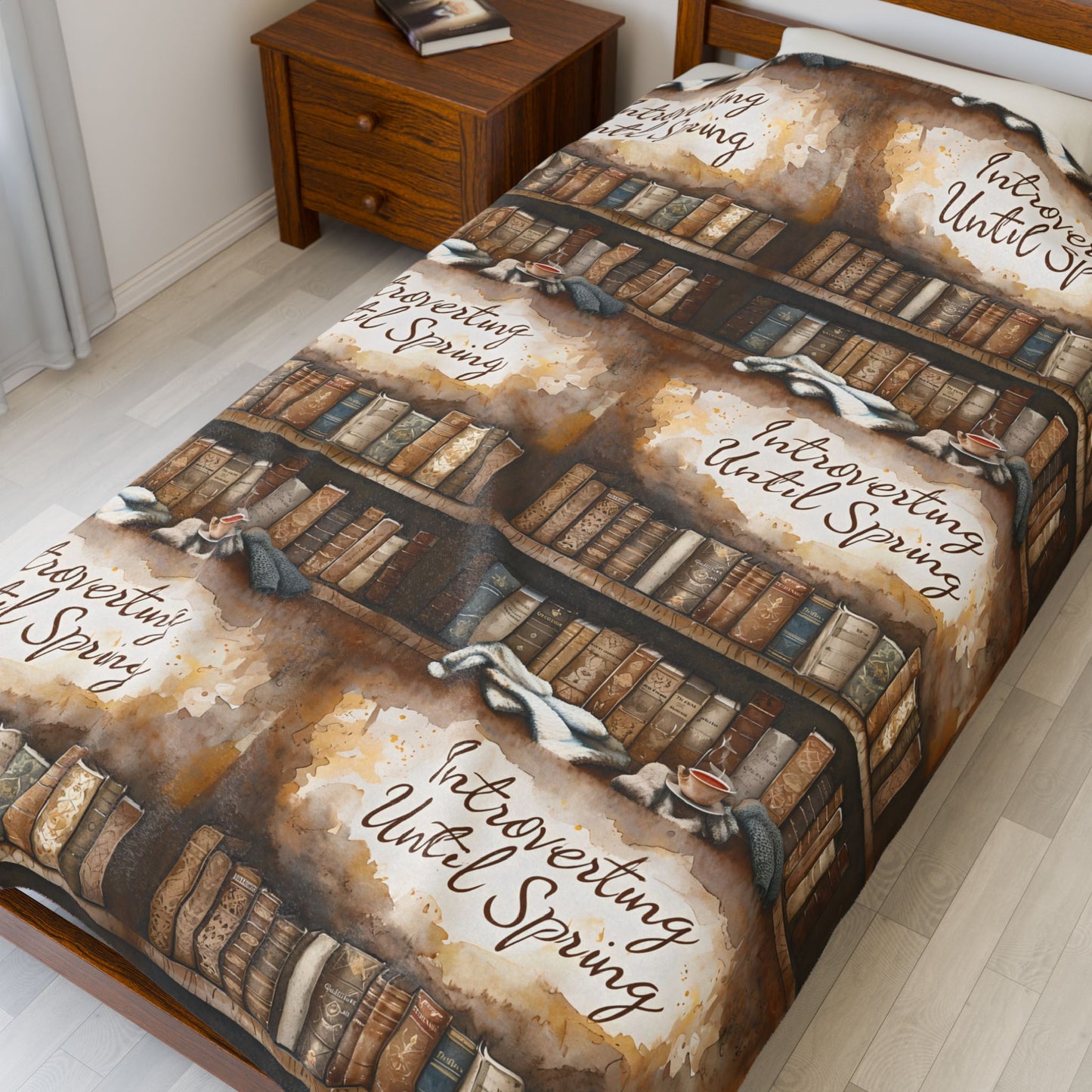 Cozy Book Lover's Velveteen Plush Blanket | Introverting Until Spring | Perfect for Cozy Reading Nooks, Gift for Readers, Home Decor, [...]