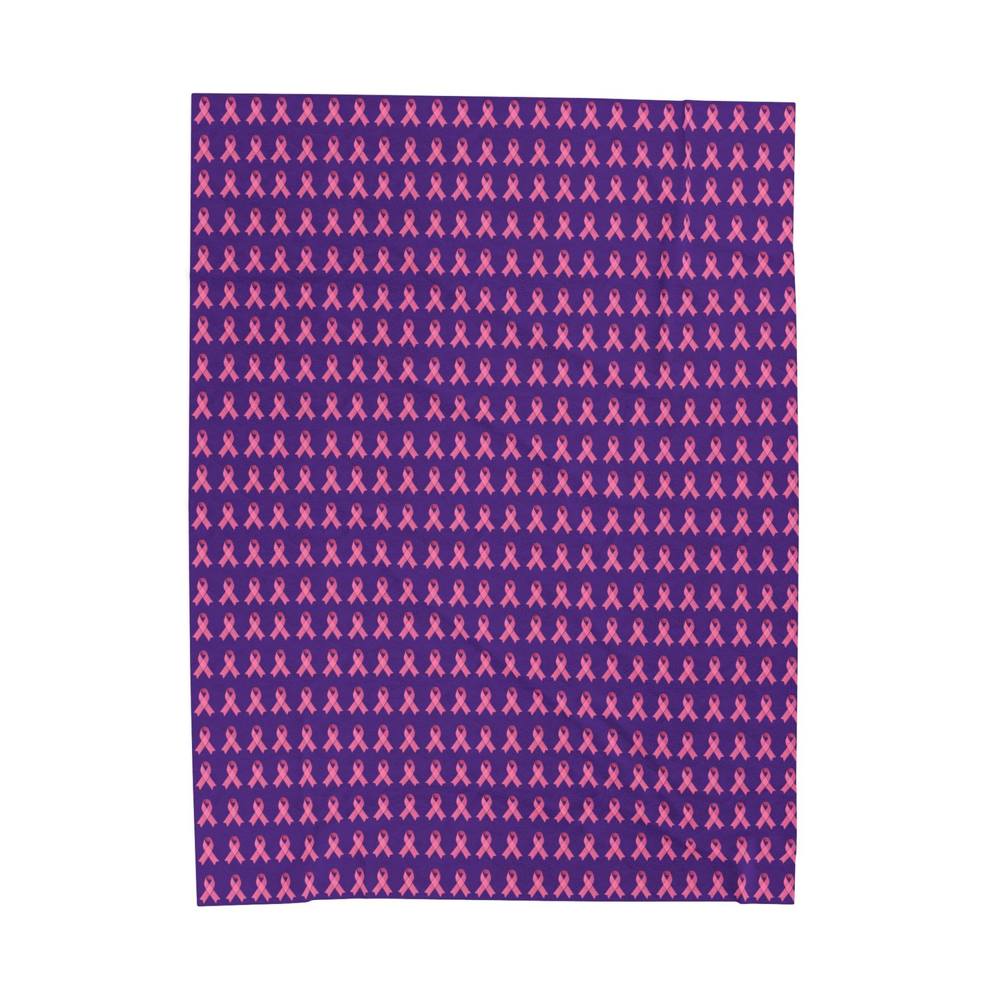 Soft Pink Ribbon Velveteen Blanket | Cozy Plush Throw for Breast Cancer Awareness, Comfort, Gift for Her, Home Decor, Cozy Snuggle, Purple