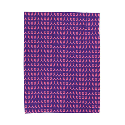 Soft Pink Ribbon Velveteen Blanket | Cozy Plush Throw for Breast Cancer Awareness, Comfort, Gift for Her, Home Decor, Cozy Snuggle, Purple