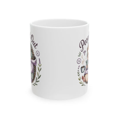 Tea Drinking Hedgehog Mug | Ceramic Coffee Cup 11oz 15oz