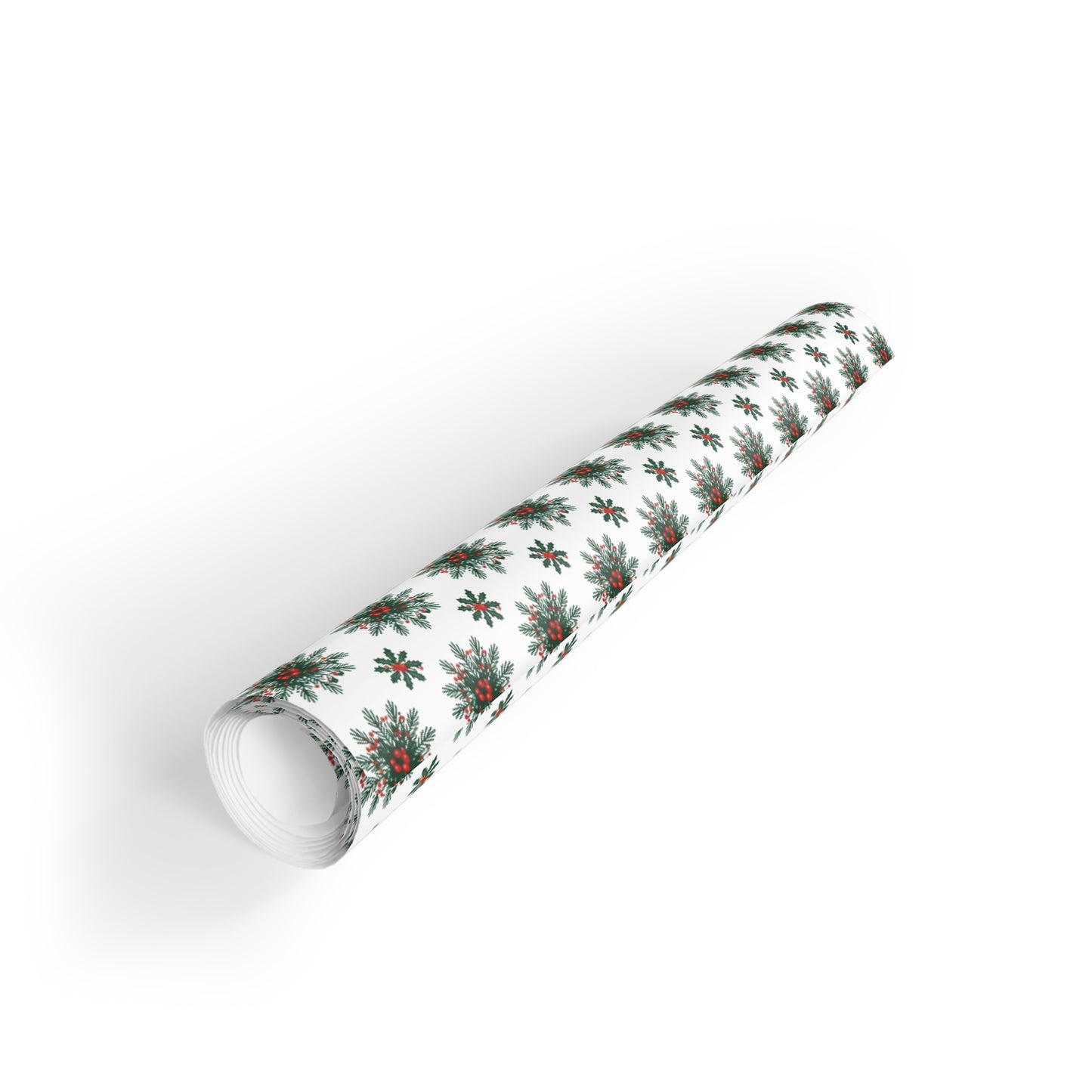 Green Poinsettia Pattern Wrapping Paper Roll | Holiday Floral Gift Wrap
