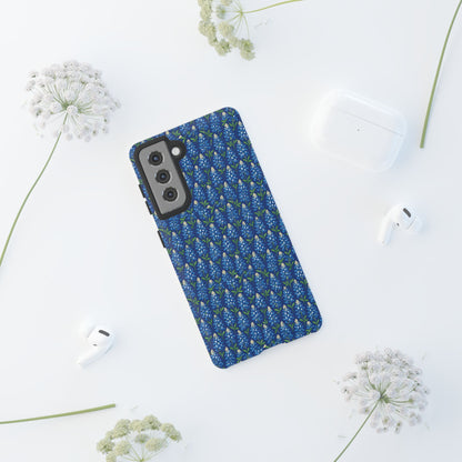 Phone Case, Texas Bluebonnet Tough Case, Navy Floral Phone Cover, Protective iPhone Case, Samsung Galaxy Case, Texas Wildflower Gift