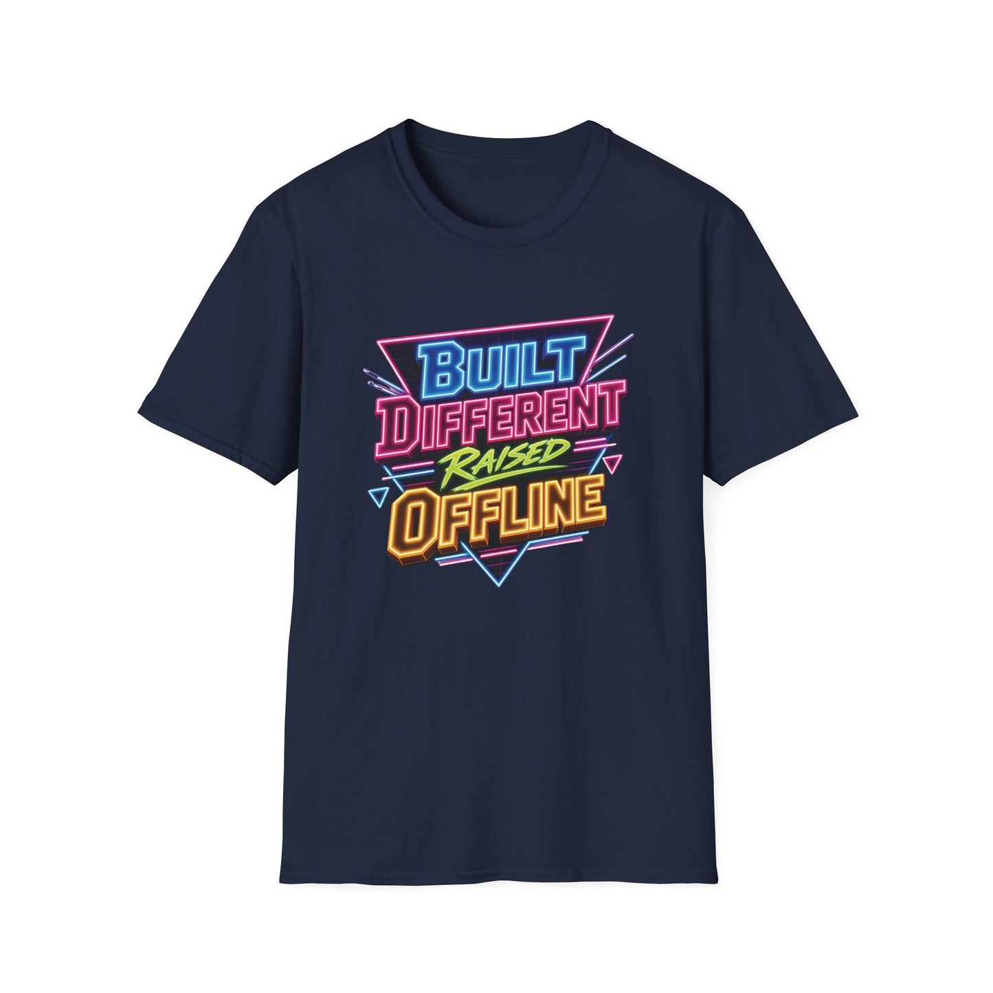 Built Different Raised Offline T-Shirt | Retro 80s Neon Graphic Tee