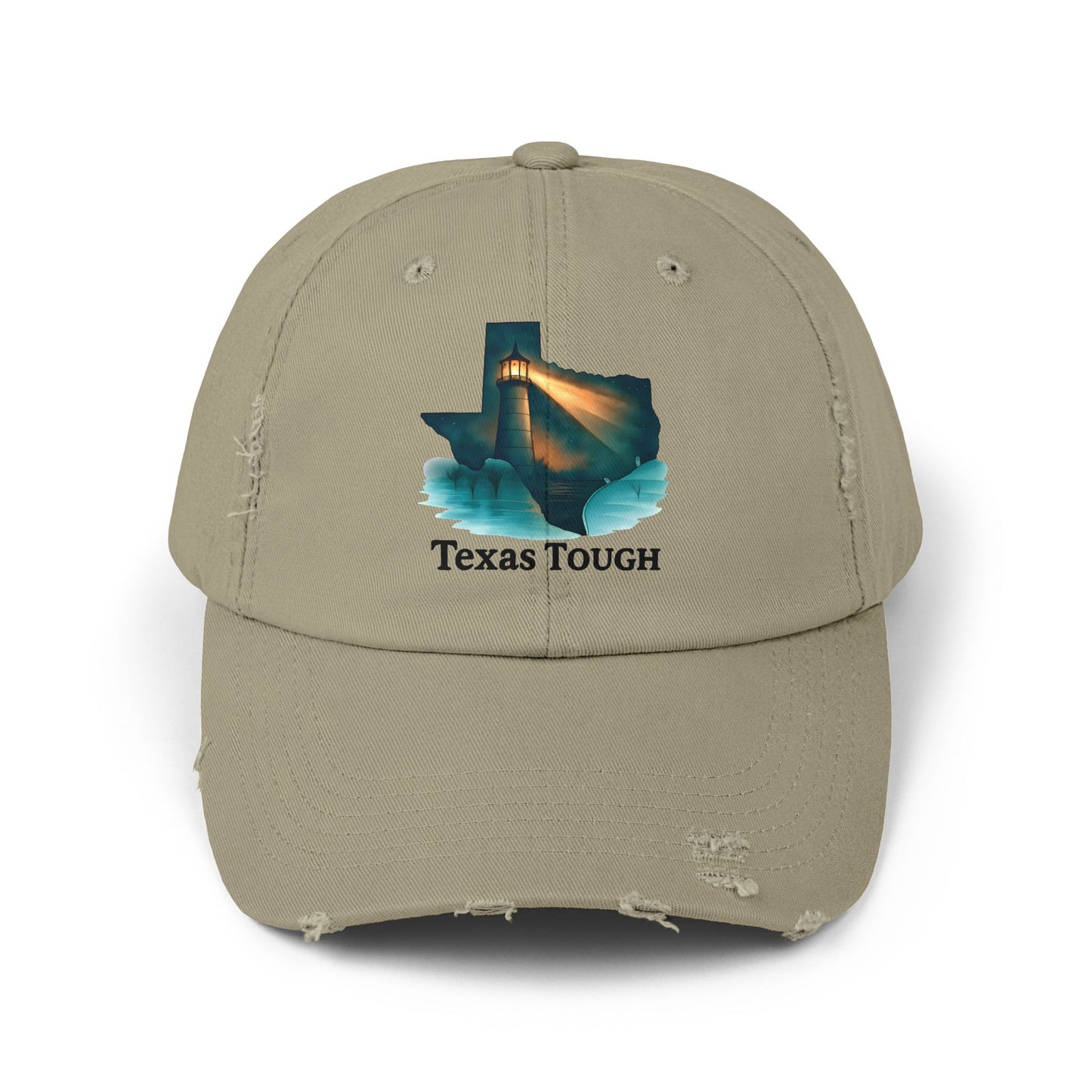 Distressed Cap, Texas Tough Lighthouse Hat, Baseball Cap, Unisex Baseball Hat, Texas Pride Cap, Strong Texas Gift, Distressed Baseball Cap