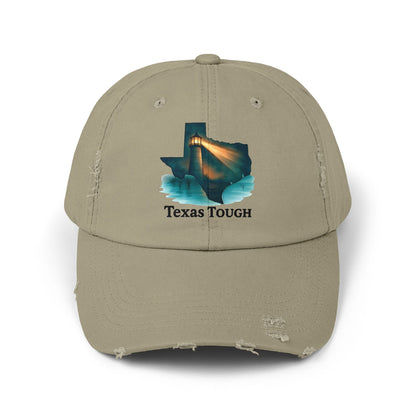 Distressed Cap, Texas Tough Lighthouse Hat, Baseball Cap, Unisex Baseball Hat, Texas Pride Cap, Strong Texas Gift, Distressed Baseball Cap