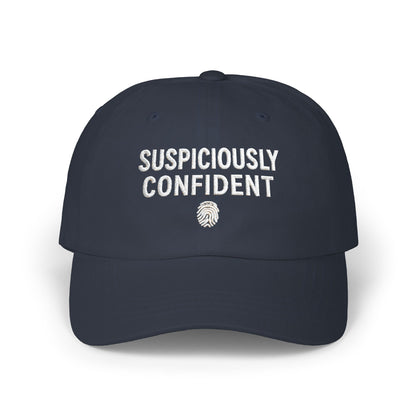 Suspiciously Confident Dad Cap | Embroidered Text, Fingerprint Accent