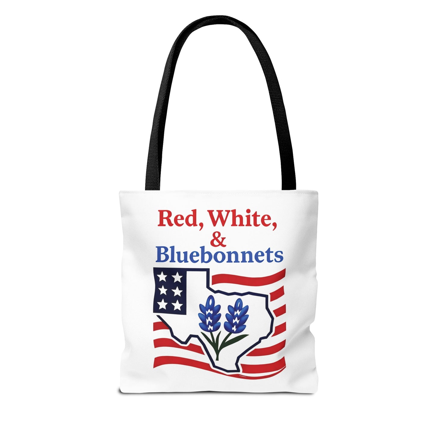 Texas Patriot Tote Bag, Red White and Bluebonnets, Independence Day Accessory, Summer Travel Bag, Gift for Texans, Stylish Grocery Tote