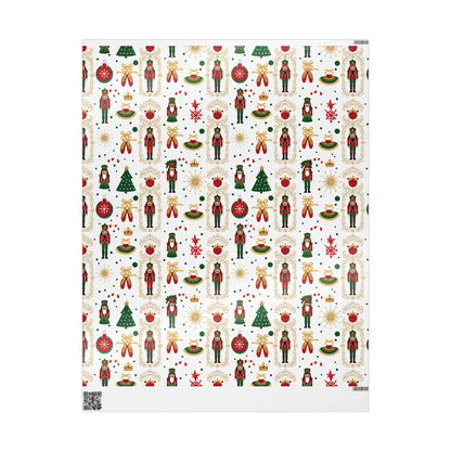 Nutcracker Pattern Wrapping Paper | Christmas Holiday Gift Wrap Roll