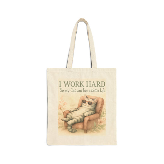 Whimsical Cat Lover Tote Bag | I Work Hard So My Cat Can Live a Better Life, Gift for Pet Owners, Animal Lover Tote, Eco-Friendly Bag, [...]