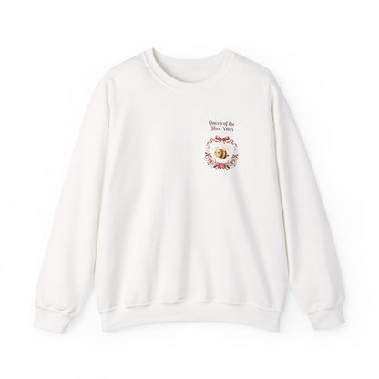 Queen of the Hive Bee Sweatshirt | Antique rose floral wreath