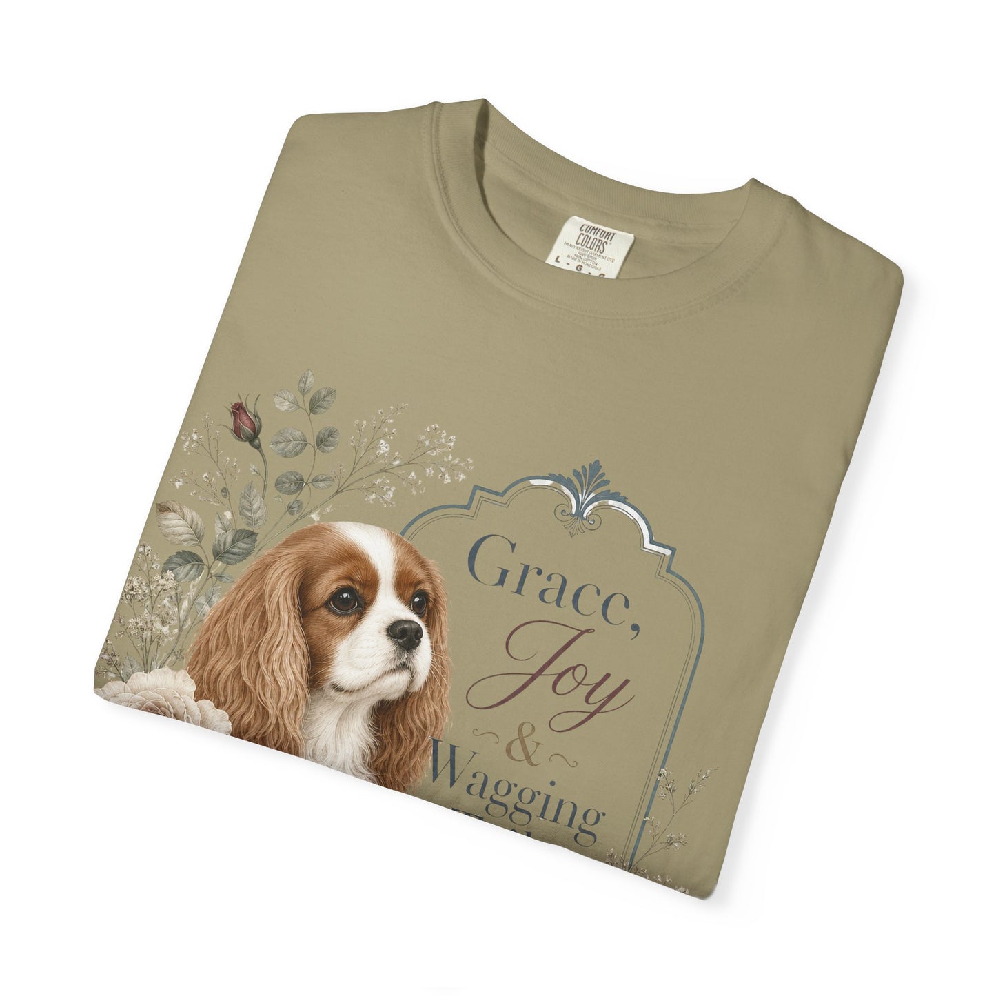 Cavalier King Charles Spaniel floral portrait T-shirt | Grace Joy Wagging Tails