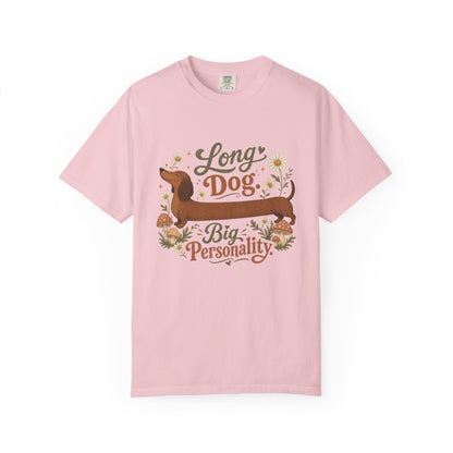 Long Dog Big Personality Dachshund T-shirt | Cute Sausage Dog Floral Design