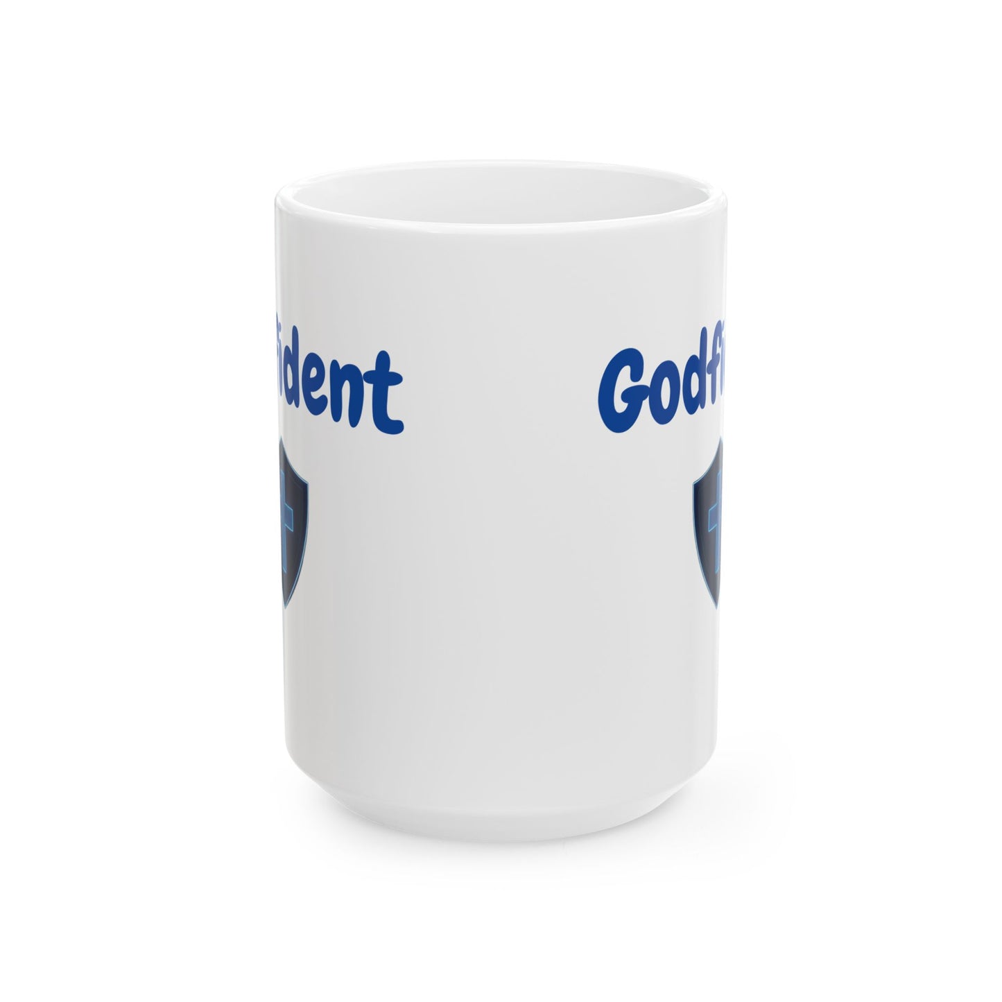 Godfident Christian Faith Ceramic Mug, Inspirational Coffee Cup for Believers, Religious Gift, Pastor, Church Kitchen Decor, Tea Mug