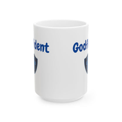 Godfident Christian Faith Ceramic Mug, Inspirational Coffee Cup for Believers, Religious Gift, Pastor, Church Kitchen Decor, Tea Mug