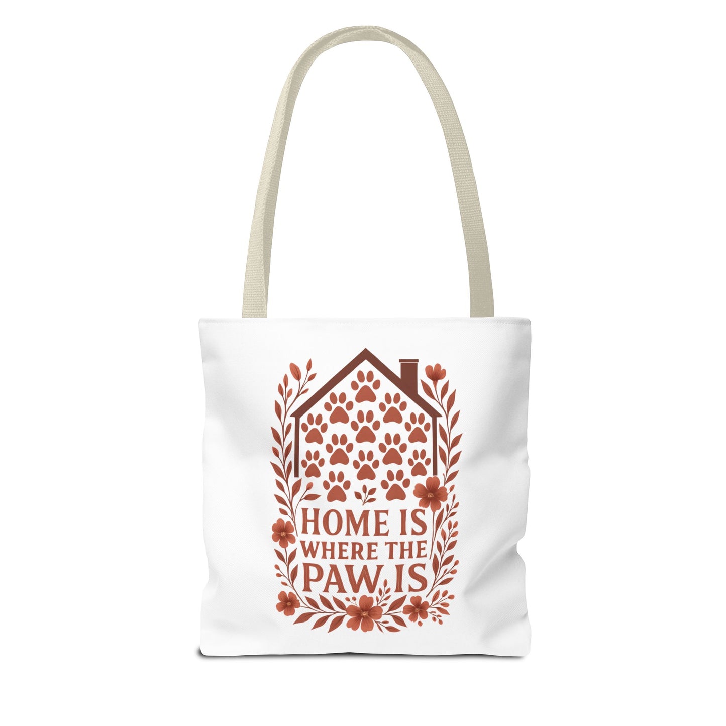 Home is Where the Paw Is Tote Bag | Pet Lover Gift, Floral Design, Animal Lover Accessory, Eco-Friendly Shopping Bag, Dog Mom Tote