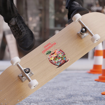 Chaos Coordinator Die-Cut Outdoor Sticker - Fun Apple Design for Organizers, Journals, Laptops, Water Bottles, Gifts, Teacher Gift