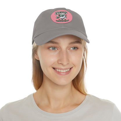 Sorry I Am Cranky golf cartoon Dad Hat | Leather Patch
