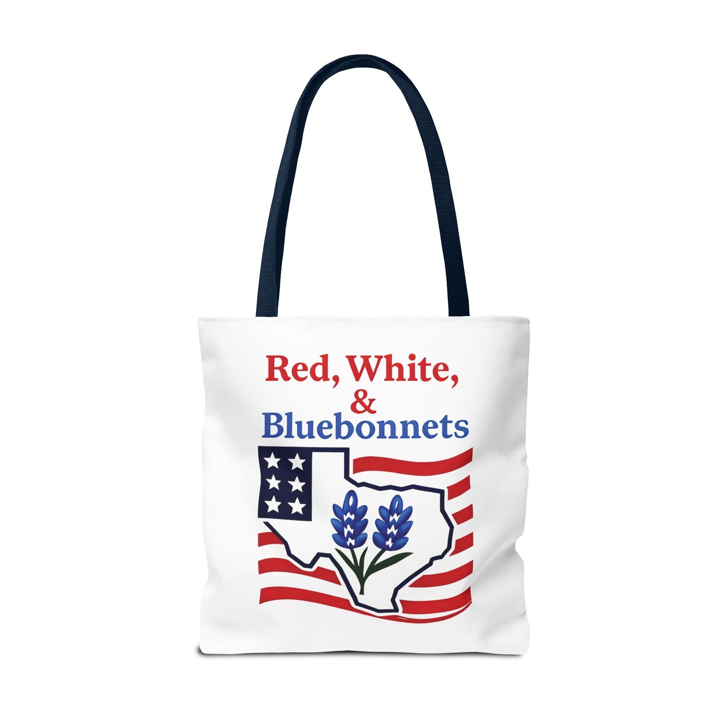 Texas Patriot Tote Bag, Red White and Bluebonnets, Independence Day Accessory, Summer Travel Bag, Gift for Texans, Stylish Grocery Tote