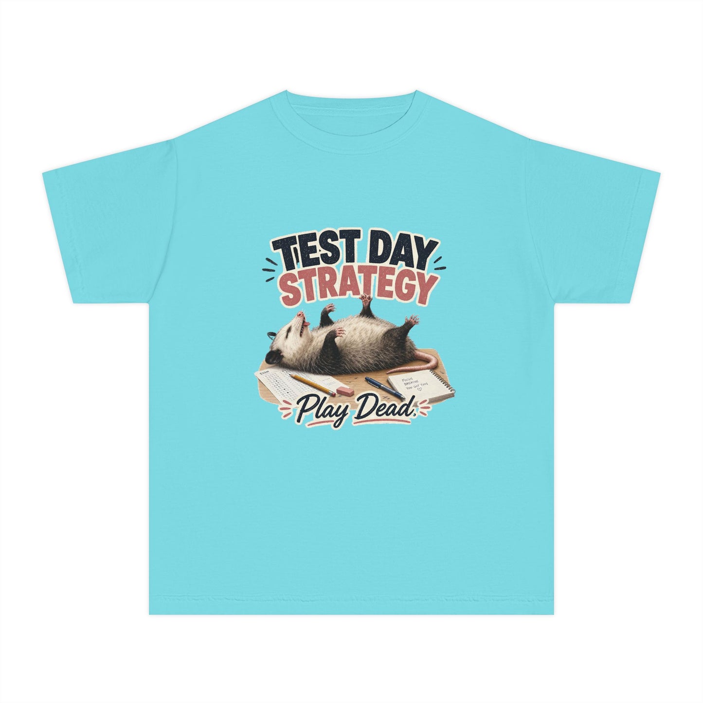 Test Day Strategy Play Dead Youth Tee | Possum Illustration, Back-to-School