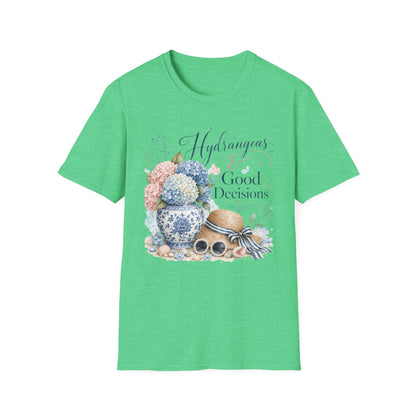 Hydrangeas & Good Decisions T-Shirt | Floral Hydrangea Design