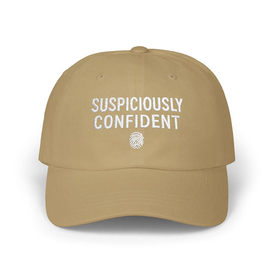 Suspiciously Confident Dad Cap | Embroidered Text, Fingerprint Accent