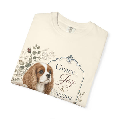Cavalier King Charles Spaniel floral portrait T-shirt | Grace Joy Wagging Tails