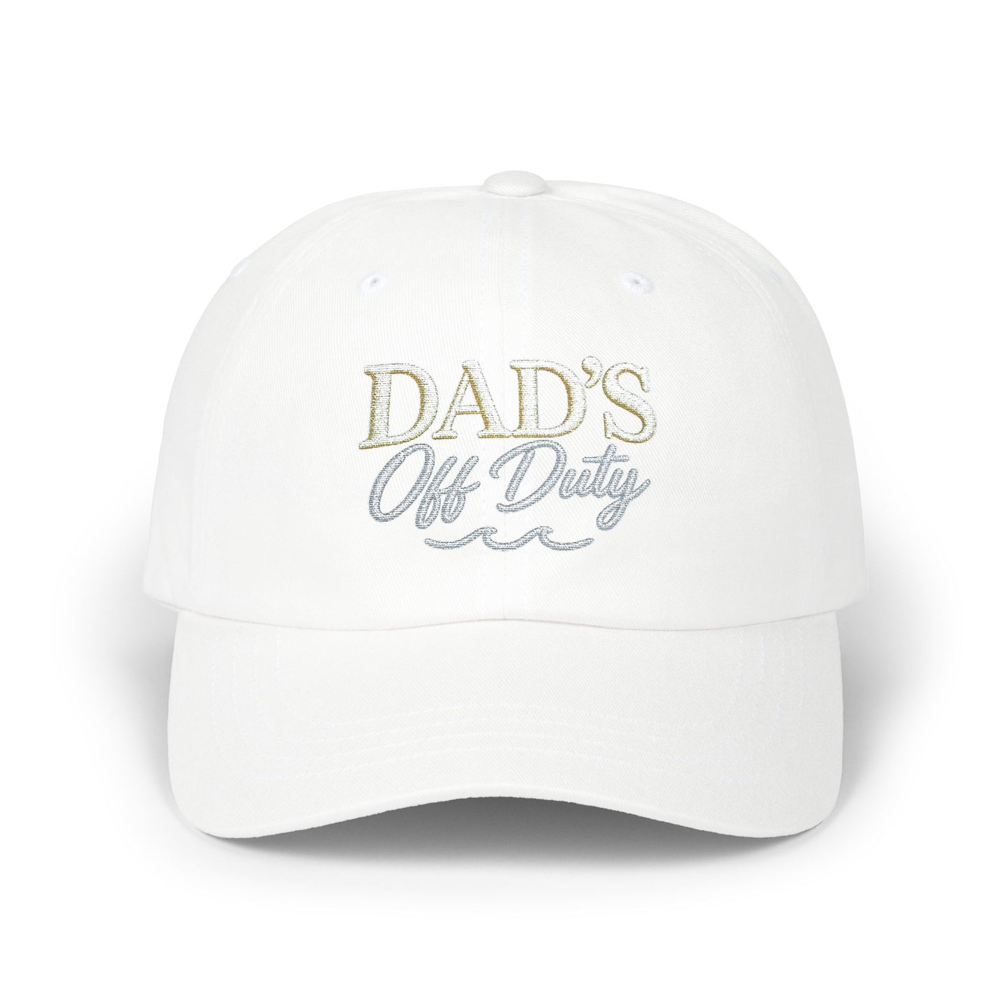 Dad's Off Duty Cap | Embroidered Dad Hat, White Classic Baseball Cap