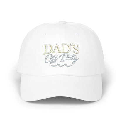 Dad's Off Duty Cap | Embroidered Dad Hat, White Classic Baseball Cap