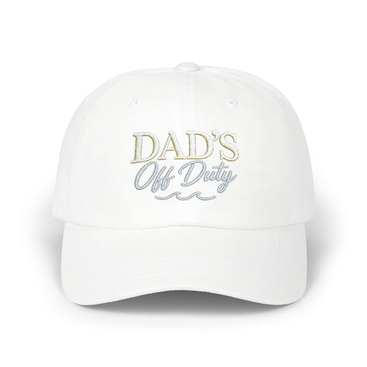 Dad's Off Duty Cap | Embroidered Dad Hat, White Classic Baseball Cap