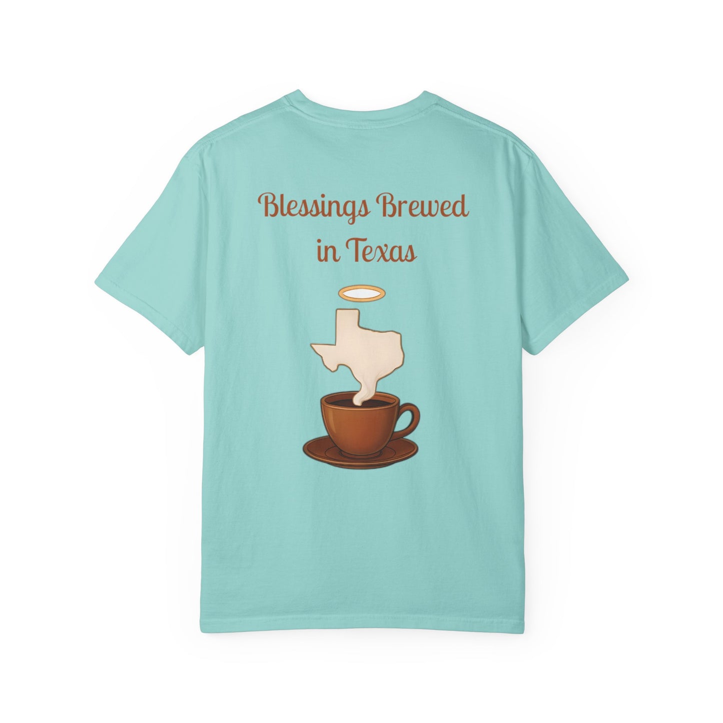 Blessings Brewed T-Shirt, Faith-Inspired Tee, Coffee Lover Gift, Texas Pride Apparel, Unisex Casual Wear