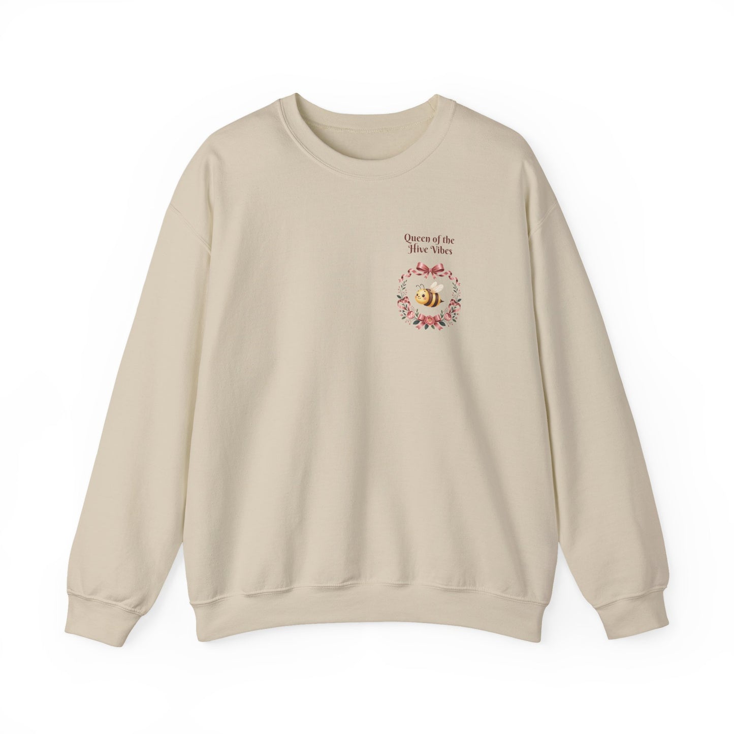 Queen of the Hive Bee Sweatshirt | Antique rose floral wreath