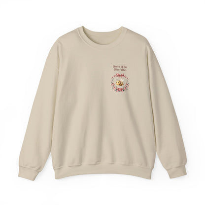 Queen of the Hive Bee Sweatshirt | Antique rose floral wreath