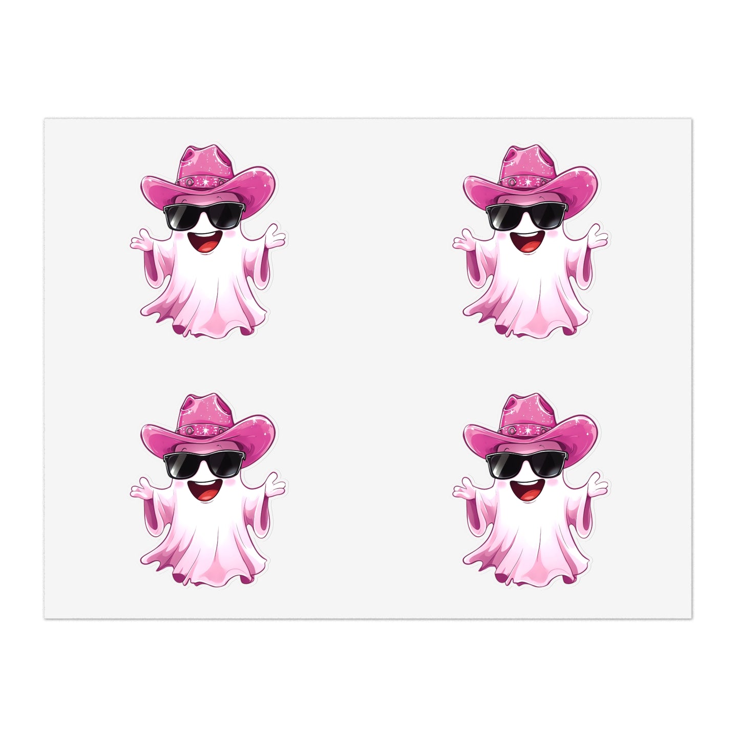 Pink Cowgirl Ghost Sticker Sheets - Funny Western Cowgirl Design, Decorative Vinyl Stickers, Laptop Decals, Planner Accessories, Scrapbook