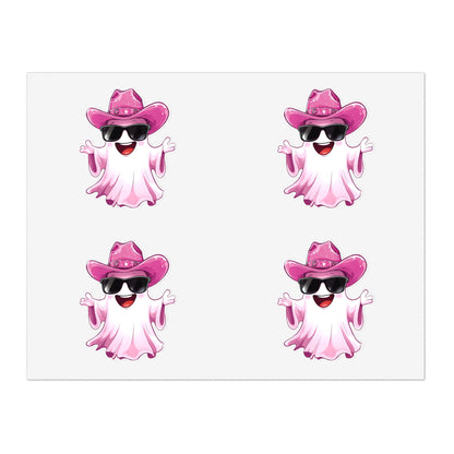 Pink Cowgirl Ghost Sticker Sheets - Funny Western Cowgirl Design, Decorative Vinyl Stickers, Laptop Decals, Planner Accessories, Scrapbook