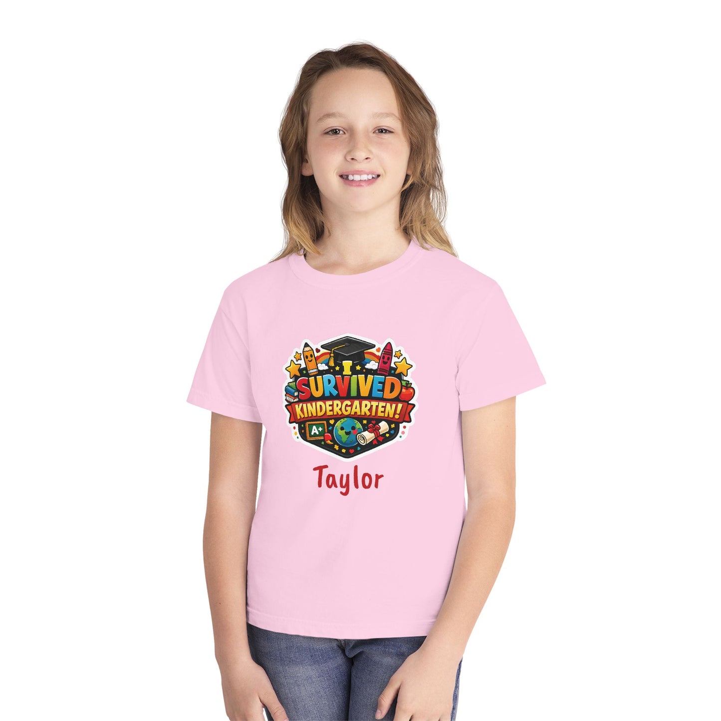 I Survived Kindergarten T-shirt | Kids Graduation Tee, Personalized Name Option