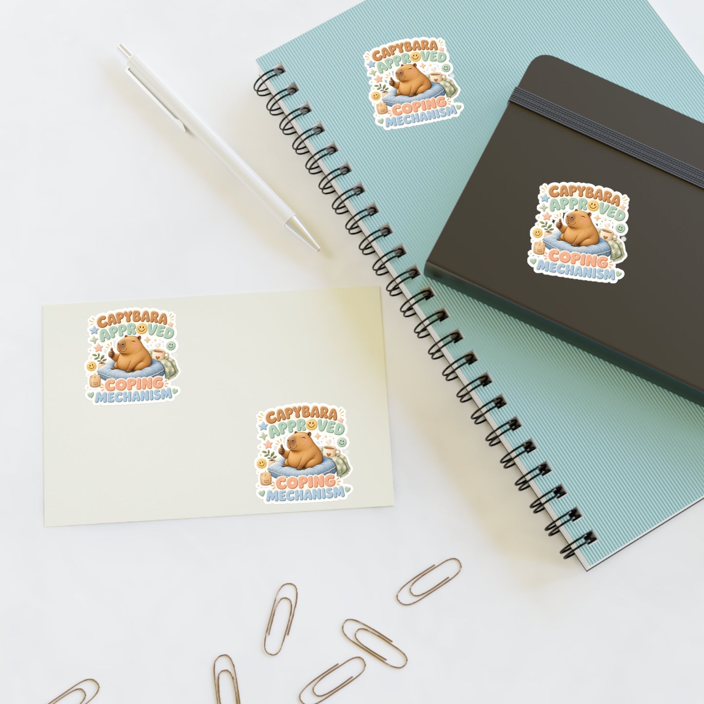 Capybara Approved Coping Mechanism Sticker Sheet | Cute Relaxing Animal Stickers