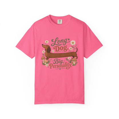 Long Dog Big Personality Dachshund T-shirt | Cute Sausage Dog Floral Design