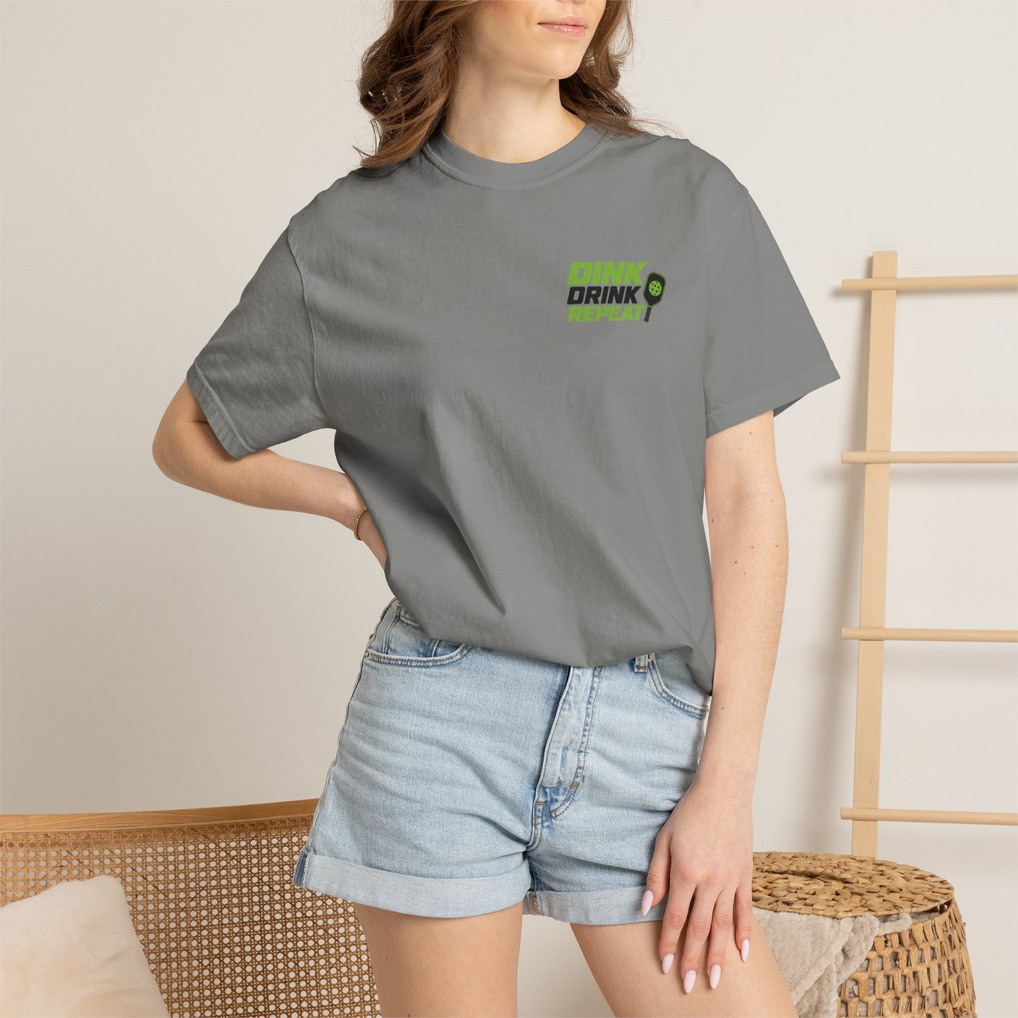 Dink Drink Repeat T-shirt | Pickleball Paddle Graphic