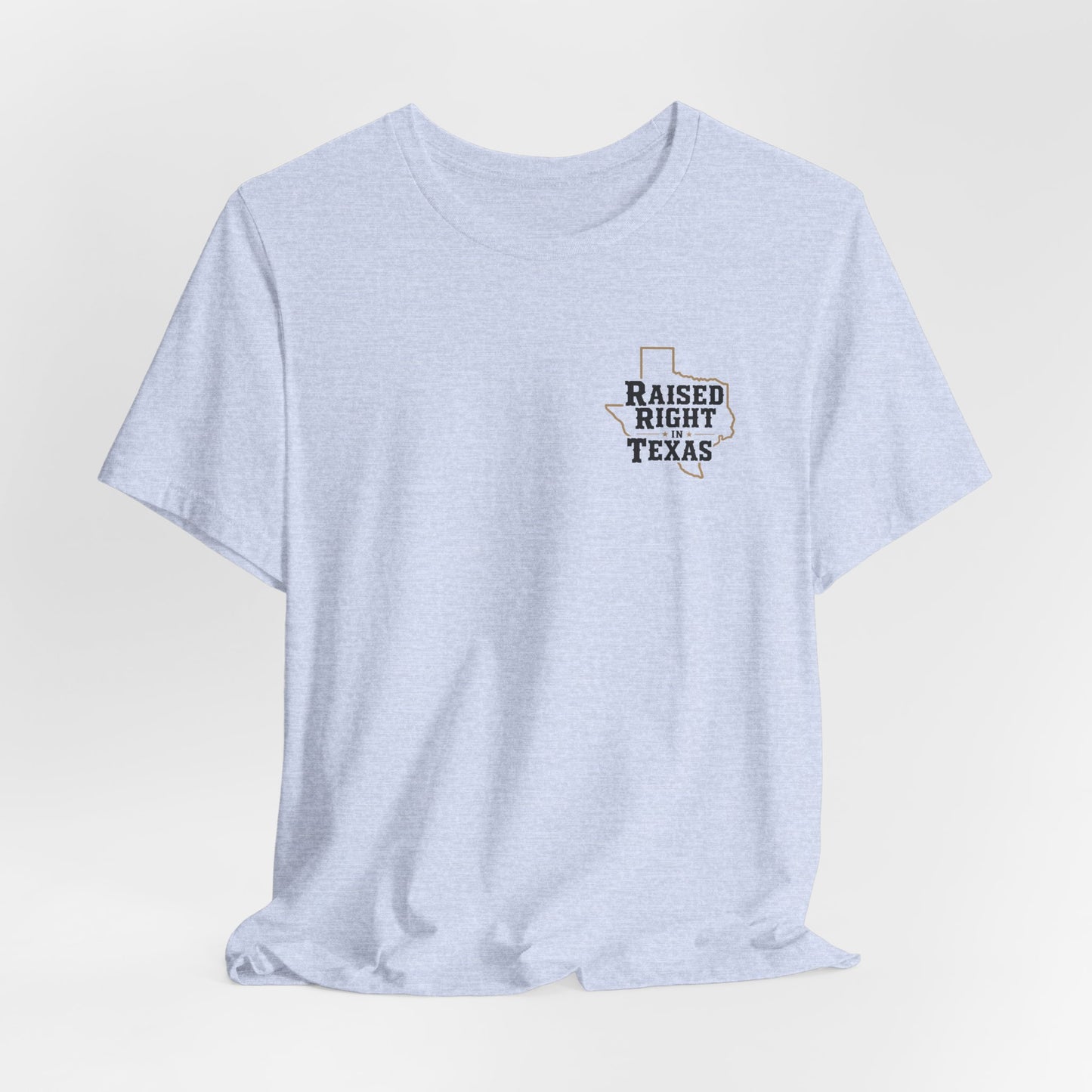 Raised Right in Texas T-Shirt | Texas Outline, Typographic Western Design