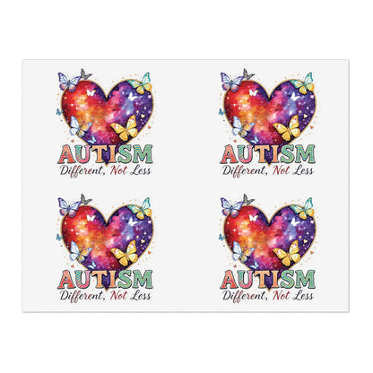 Autism Different Not Less sticker sheets | Heart puzzle butterfly design